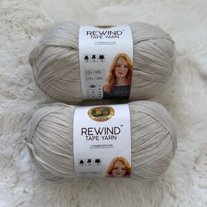 Lion Brand Rewind Tape Yarn in Off White / Beige